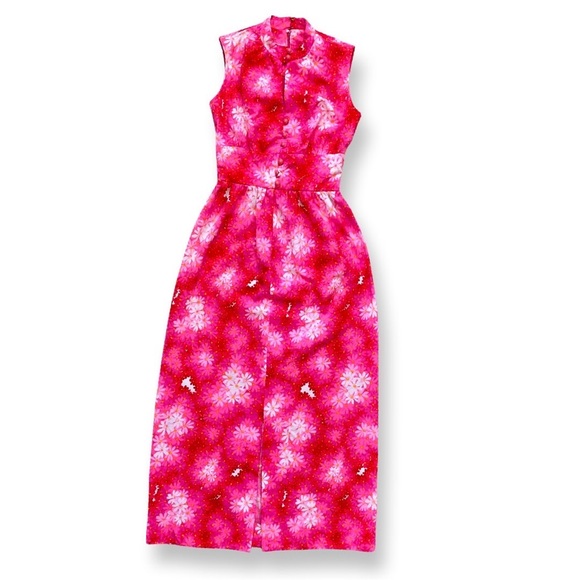 1970s Dress | Vintage Serbin of Florida Hot Pink Maxi Dress  | 70s - Picture 4 of 6